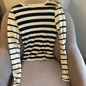 T.La Black and White Fitted Ribbed Top